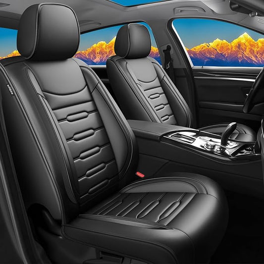 Fit Santa Cruz Car Seat Covers for Hyundai Santa Cruz 2022-2025 2026-Upgraded Premium Waterproof & Breathable Leather, Airbag Compatible, All-Weather Seat Cushion Protector (Full Set, Black)