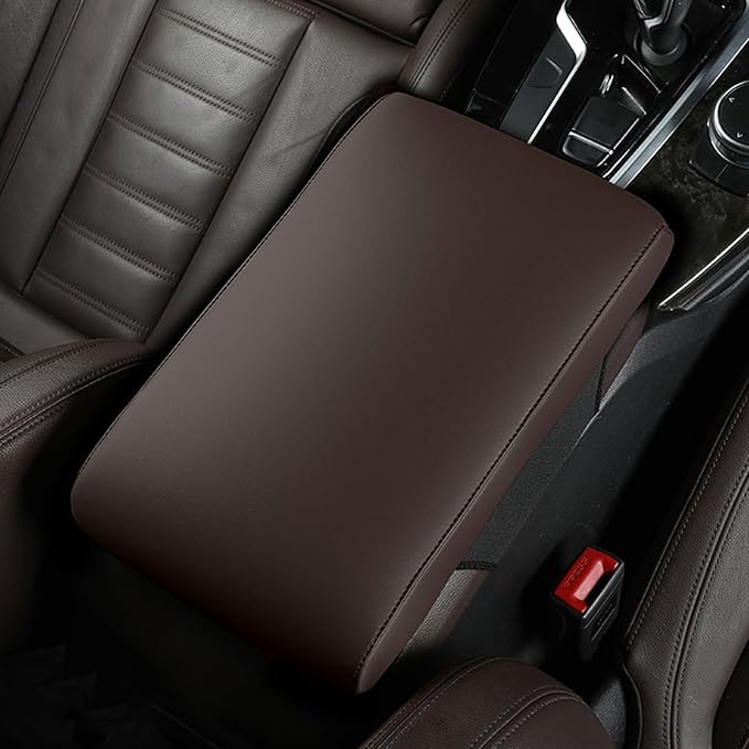 Car Armrest Cover Pad for Mazda CX-30 2020–2025 Premium Leather Center Console Armrest Cushion Pad Anti-Scratch Waterproof Auto Interior Accessories Dark Brown