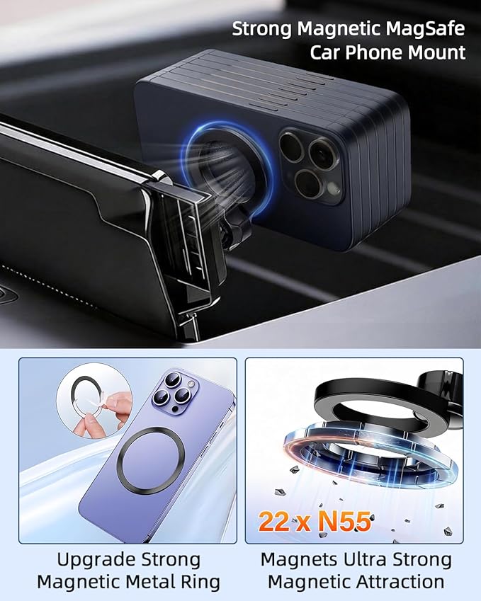 PZK Car Phone Holder for Honda Civic 2022-2026/Acura Integra 2023-2025 LX/EX/EX-L/Sport/Sport Hybrid/Touring/Si/Type R for 7/9-Inch Screen Compatible with MagSafe Phone Mount with Storage Box