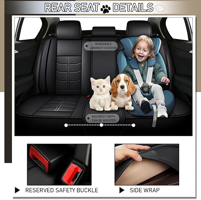 Leather Car Seat Covers Fit for Toyota Yaris iA 2017-2018, 5 Seater Car Seat Cover, Premium Waterproof, Scratch Resistant Car Interior Accessories (Full Set with Pillow Black)
