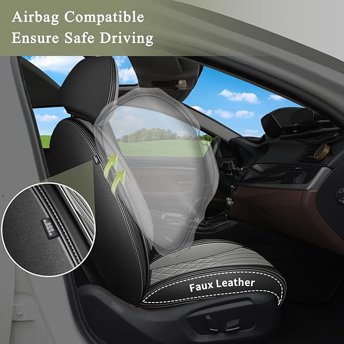 Car Seat Covers Full Set for Honda CR-V CRV 2015-2025 2026-5 Seats- Breathable Cool Ice Silk Leather Seat Covers - Vehicle Seat Cushion (Black&Beige)
