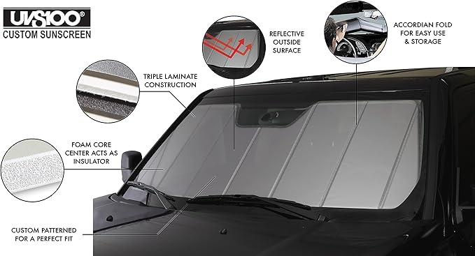 Covercraft UVS100 Custom Sunscreen | Fits 2011-2013 Infiniti QX56 & 2014-2024 QX80, 2017-2024 Nissan Armada | Silver