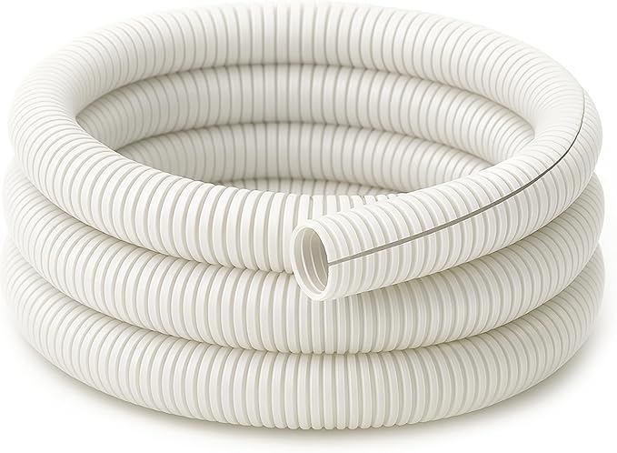 Electriduct Split Wire Loom Tubing Polyethylene Corrugated Flexible Conduit - 1/2" Nominal Size - 100 Feet - White