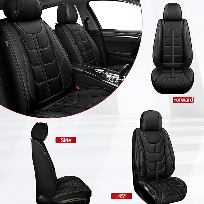 TTX LIGHTING Car Seat Covers fit for Ford Taurus 2002-2019 Front Seat: Premium Leather Automotive Seat Cover with Airbag Compatible Waterproof (2 Seats, Black)