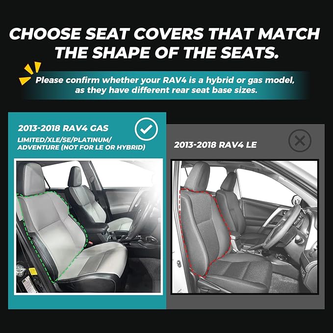 for Toyota RAV4 Seat Covers 2013 2014 2015 2016 2017 2018 RAV 4 XLE SE Limited Platinum Adventure (not for LE&Hybrid) - Custom Leather Car Seat Covers Full Set - BlackRed