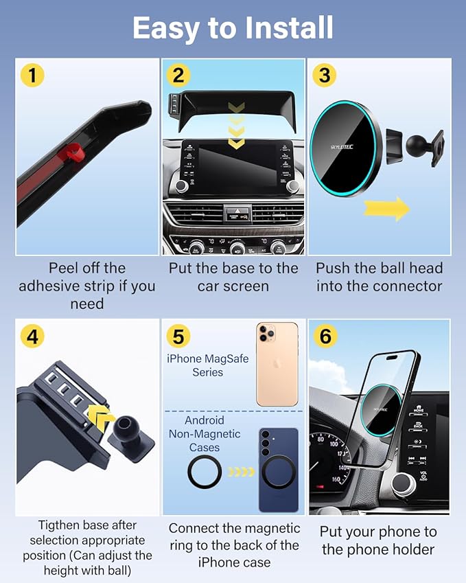SKYLOTEC Phone Mount for Lexus RX350 RX350L RX450h RX450hL 2020-2022, Magnets Wireless Charger Phone Holder Compatible with MagSafe, 12.3-Inch Screen Cradles Bracket for Cell Phones