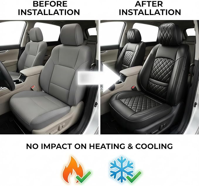 Fit Integra Car Seat Covers for Acura Integra 2023-2026 - Premium Leather, Waterproof, All-Weather, Airbag Compatible, Breathable, Seat Protectors, Only 2 Front seat Covers, Black