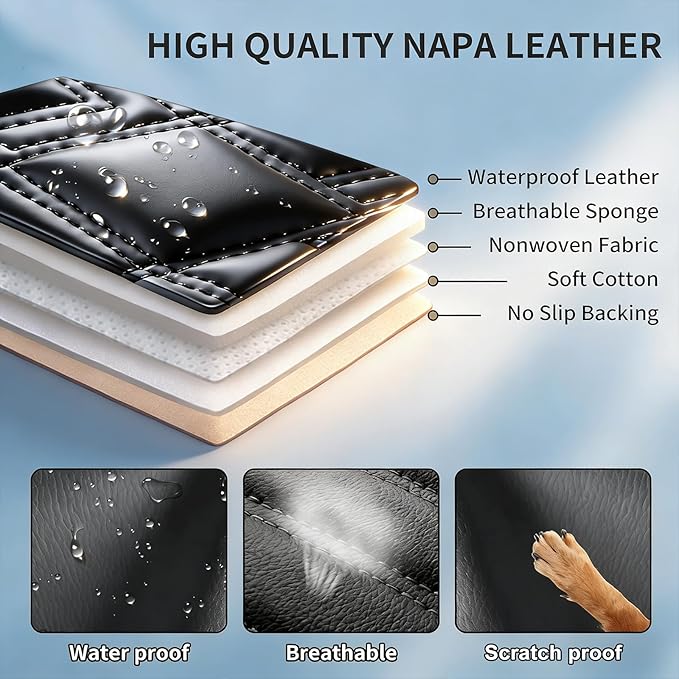 Fit for Accent Seat Covers Compatible with Hyundai Accent 2017-2026 - Waterproof Breathable Leather Automotive Seat Cushions Protector,Airbag Compatible,Only 2 Front seat Covers(Black)