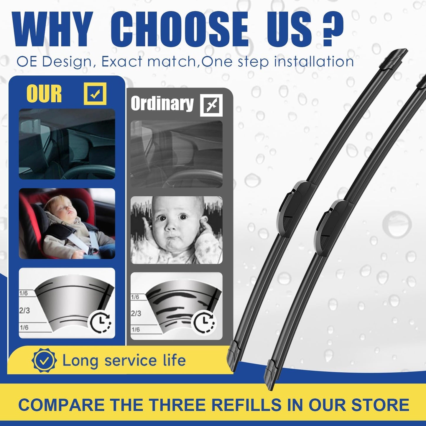 3 wipers Replacement for 2012 2013 2014 2015 2016 Honda CRV CR-V Windshield Wiper Blades Original Equipment Replacement - 26"/16"/13" (Set of 3) U/J HOOK