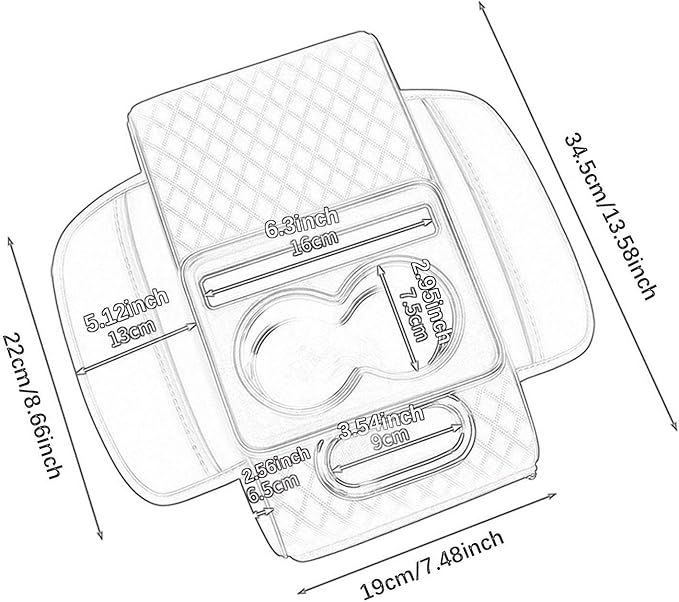 Car Center Console Pad PU Leather Armrest Organizer with Tissue Box Slot for Vehicles, Style A