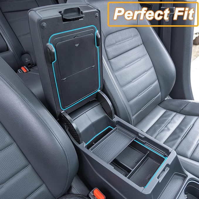 PIMCAR 3-Piece Center Console Organizer Set for 2023-2025 2026 Honda CR-V & CR-V Hybrid - Custom Fit Armrest Tray, Console Tray and Hidden Storage Box, Durable ABS Car Accessories