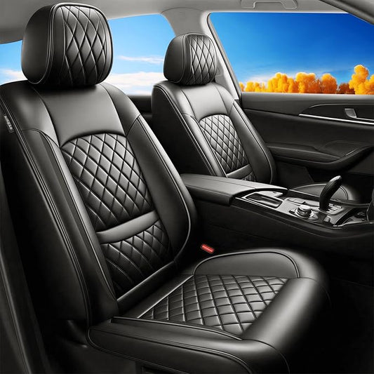 Fit for Equus Seat Covers Compatible with Hyundai Equus 2011-2016 - Waterproof Breathable Leather Automotive Seat Cushions Protector,Airbag Compatible,Full Set 5 Seats(Black)
