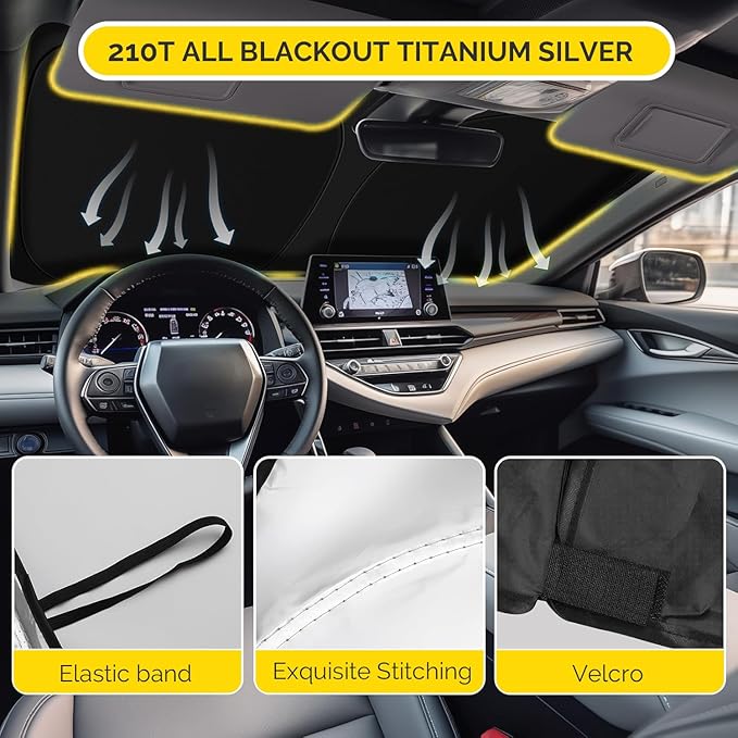 Car Windshield Sun Shade Compatible with 2020 2021 2022 2023 2024 2025 2026 Hyundai Palisade Accessories Foldable Front Window Sunshade Custom Windshield Cover Sun Visor Block UV Rays