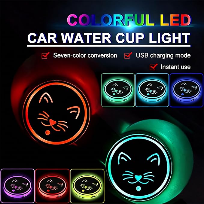Bigfoot LED Cup Holder Lights for Car,2Pcs LED Light Up Cup Holder Coasters with 7 Colors 3 Modes,Waterproof Interior Atmosphere Lamp,Car Decor Accessories Big Foot Sasquatch Gifts for Women Men