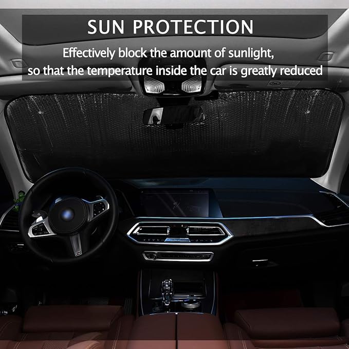 Cute Pink Bunny Car Windshield Sun Shade Rabbit Animal Foldable UV Ray Sun Visor Protector Sunshade to Keep Your Vehicle Cool (55" x 27.6")