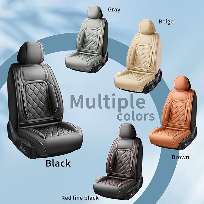 Fit Tucson Car Seat Covers Compatible with Hyundai Tucson 2010-2026, Premium Leather Breathable, Wear Resistant, Airbag Compatible, All-Weather Protection & Full Coverage, 2 Front Seat Beige