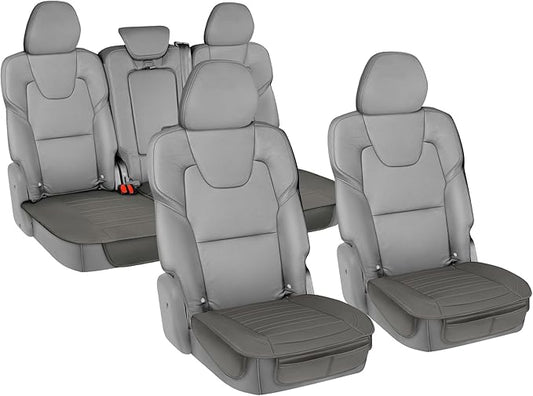 Motor Trend Car Seat Covers for Front & Rear Full Set - Nappa Leather Seat Protectors for Cars, Trucks & SUVs - Gray Automotive Seat Covers with Storage Pockets - Durable Bottom Cushion Protection