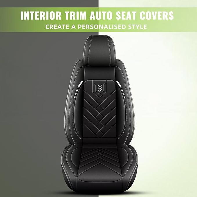 AOMSAZTO Car Seat Covers Fit for Kia Seltos 2021-2025 2026 Premium Front Seat Covers Waterproof Leather Automotive Seat Covers Compatible with Airbag (2 Seats,Black)
