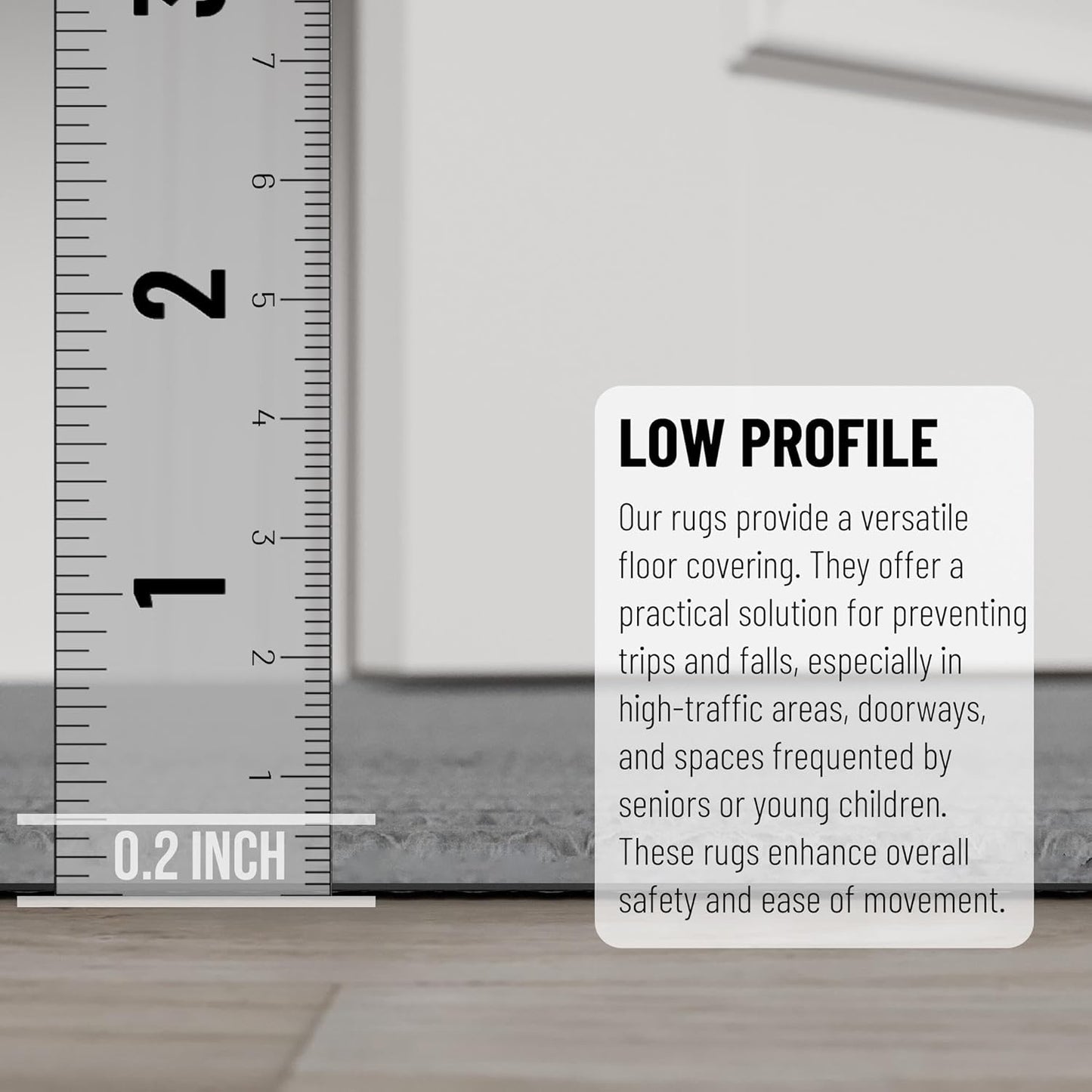 Ottomanson 6'6" x 2' Hallway Runner with Scraper Pile Extra Durable Non-Slip Rug Mat for Indoor & Outdoor Use - Ideal for Kitchen, Entryway, Patio & Garage - High-Traffic Carpet, Gray