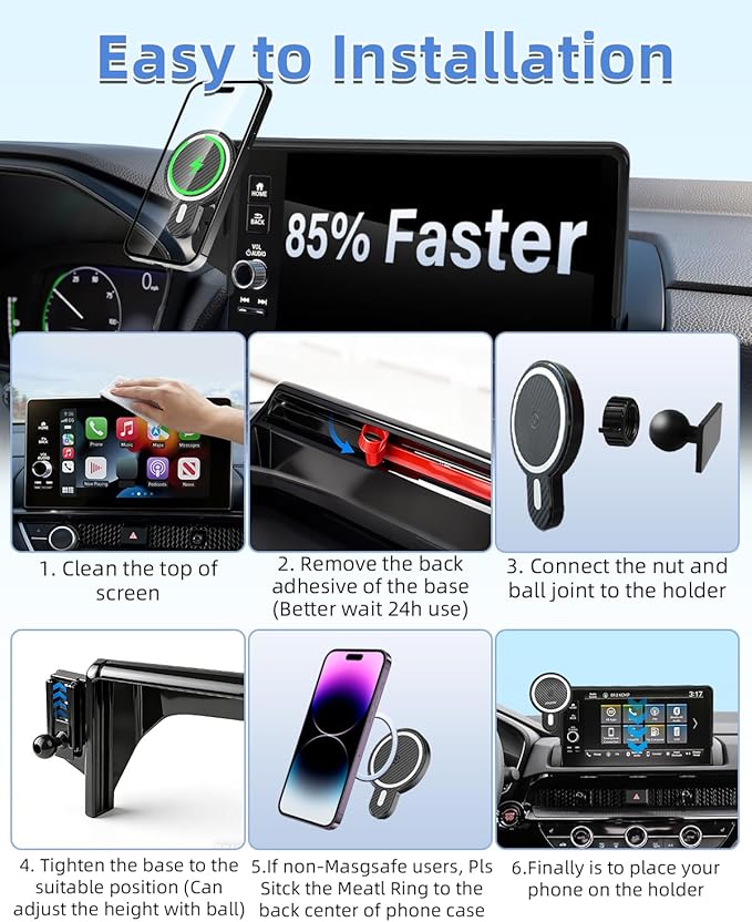 PZK Car Phone Mount for BMW X5 X6 2024 2025 2026 & BMW X7 2023-2026 Accessories Custom 14.9-inch Screen Magnetic 15W Fast Wireless Charger Car Phone Holder with Storage Box Not Affect Air Vent
