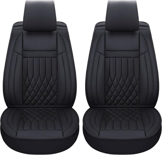 Aierxuan Front Car Seat Covers Universal Fit for Honda Civic Accord CRV, Toyota Camry Prius Rav4 Corolla, Kia, Lexus, Nissan, Mazda, Jeep Cherokee and Most Cars, with Waterproof Leather (Black)