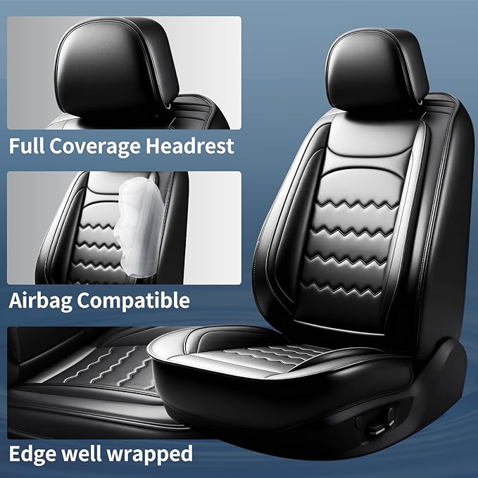 CX-3 Car Seat Covers Custom Fit for Mazda CX-3 2016-2021, Full Coverage Premium Leather Waterproof Breathable Seat Covers, Automotive Seat Protectors, Airbag Compatible(2 Front Seats, Black)