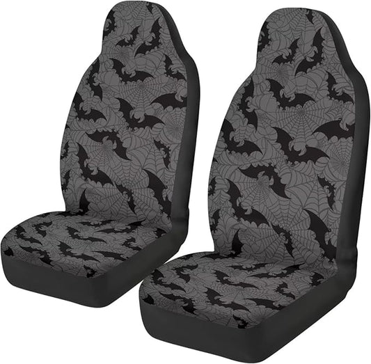 Halloween Bat Car Front Seat Covers Breathable Car Seat Covers Front Seats Only Stretch Polyester Fabric Cover Easy to Install Universal Fit for Most Vehicle