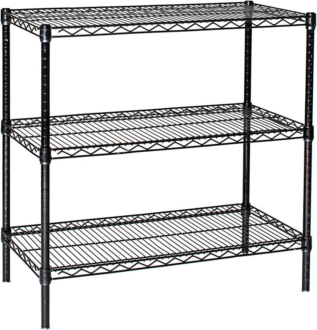 Omega 30" Deep x 60" Wide x 36" High 3 Tier Black Starter Shelving Unit