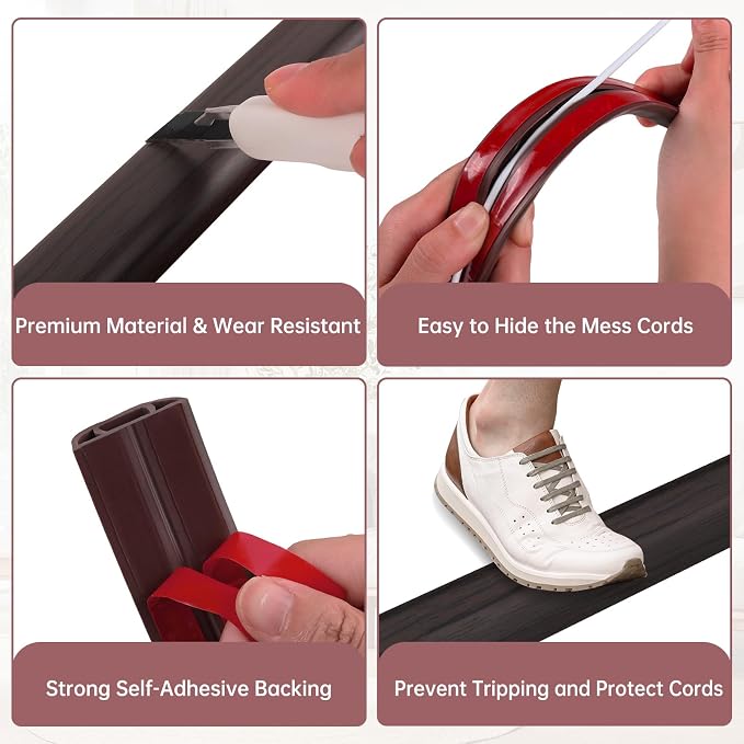 Floor Cord Cover Self Adhesive Cord Hider Floor Extension Cord Covers