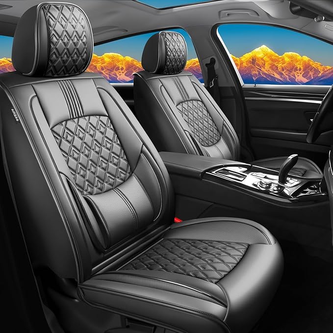Fit Crosstrek Car Seat Covers for Subaru Crosstrek 2016-2025 2026 - Upgraded Premium Waterproof & Breathable Leather, Airbag Compatible, All-Weather Seat Cushion Protector (Full Set, Black)