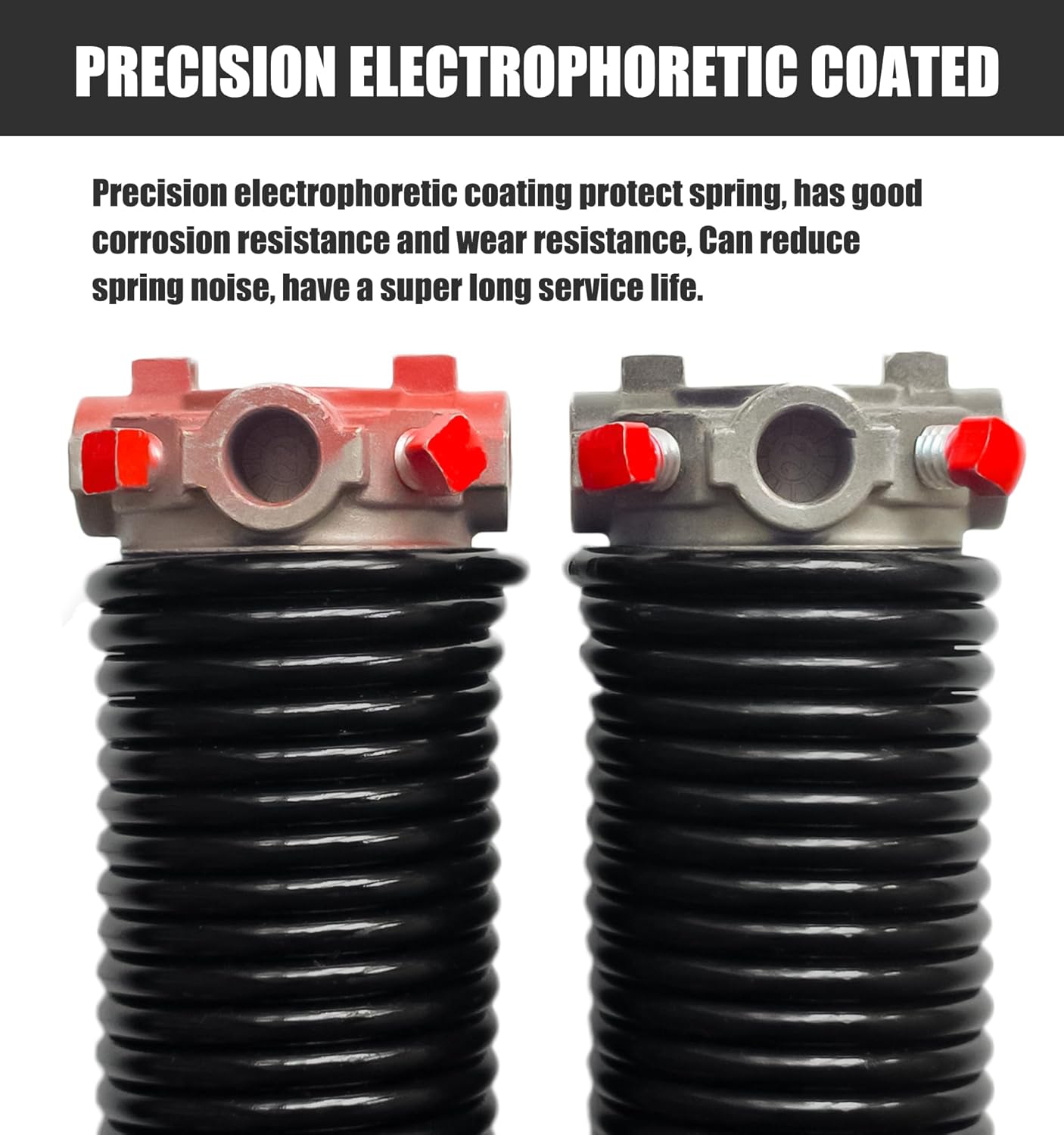 Garage Door Torsion Spring Set, Pair of 2" Electrophoresis Coated Garage Door Spring Replacement with 2 Non-Slip Winding Bars and Bearing, Minimum 16000 Cycles (.250x2x31")