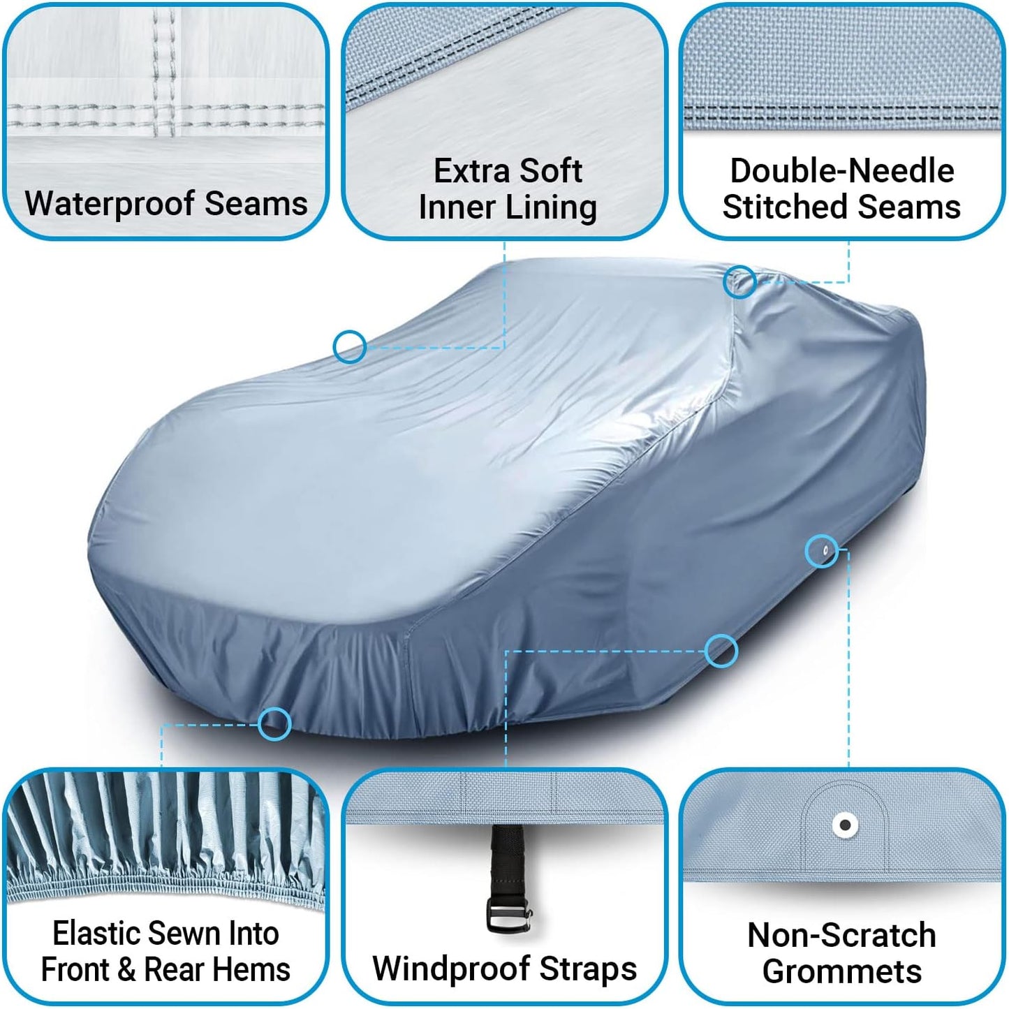 iCarCover Premium Car Cover for 1988-1993 Pontiac Lemans Sedan Heavy Duty Waterproof All-Weather Automobiles Custom Fit Indoor Outdoor UV Snow Protection Covers with Straps and Bag