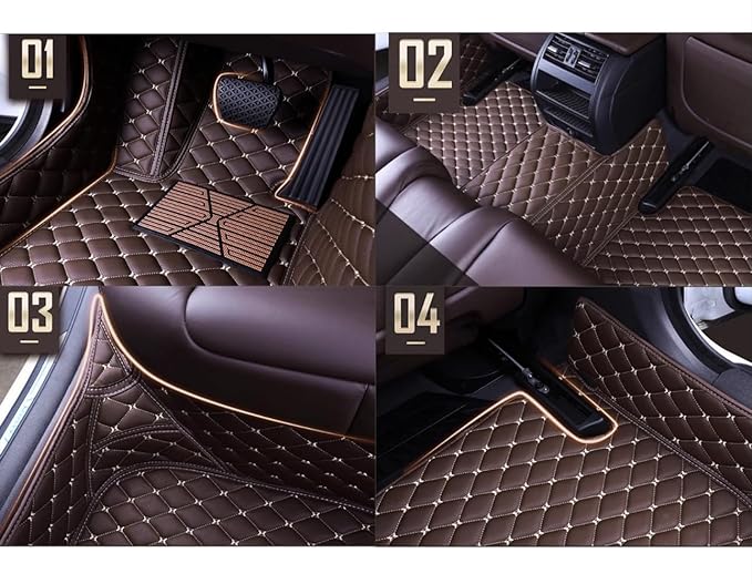 Custom Personalized Floor Mats for Cars，Luxury Full Coverage All Weather Car Floor Mats，Anti-Slip Leather Car Mat Set ，Custom Floor Mats for 99% of Cars, Trucks & SUVs (Pink)