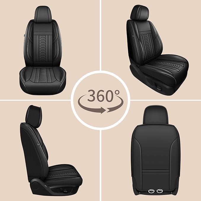 TTX LIGHTING for Nissan Maxima 2011-2023 Seat Covers: Waterproof Leather Seat Protector with Airbag Compatible (2 Front Seats,Black)