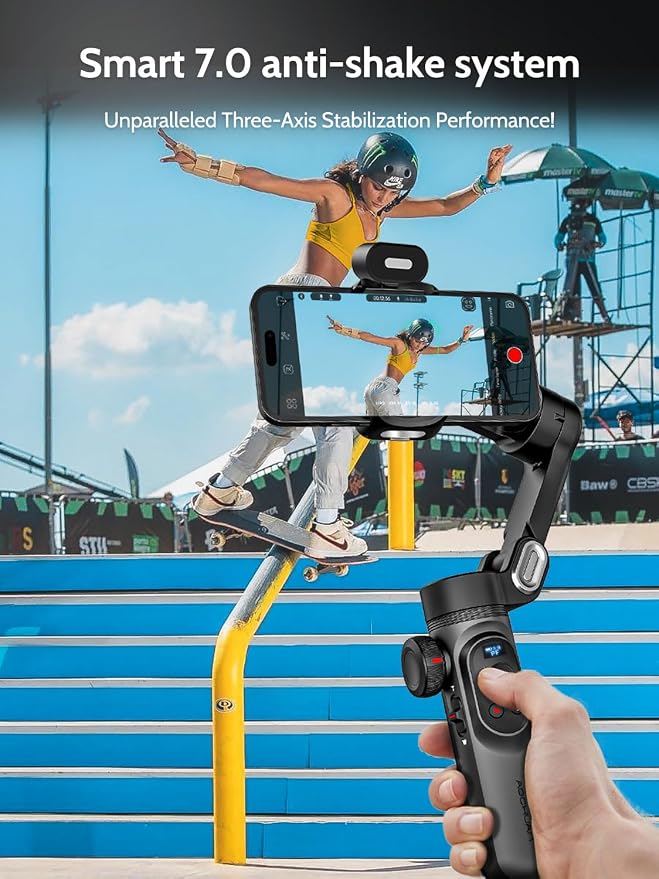 3-Axis Gimbal Stabilizer for Smartphone w/RGB Magnetic Fill Light Phone Gimbal
