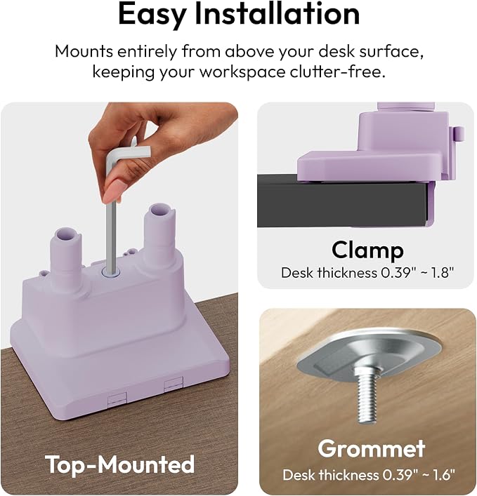 Pixio PS1D Wave Purple Dual Monitor Arm Stand Desk Mount
