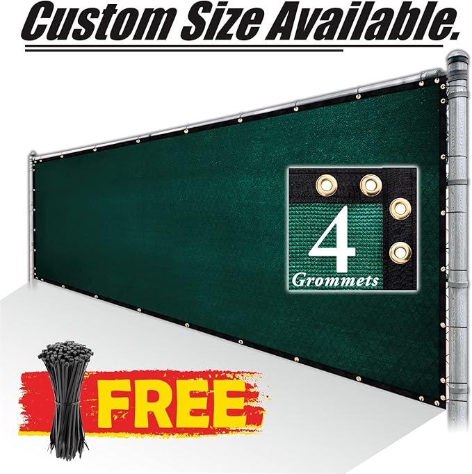 Royal Shade 6' x 25' Green Fence Privacy Screen Windscreen Cover Netting Mesh Fabric Cloth - Cable Zip Ties Included (We Make Custom Size)