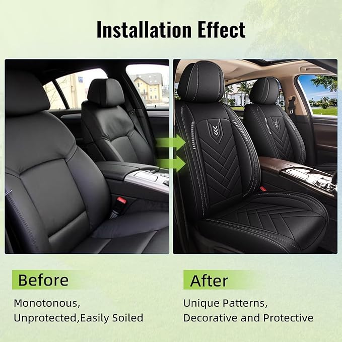 AOMSAZTO Car Seat Covers Fit for Honda Accord 2003-2017 Premium Front Seat Covers Waterproof Leather Automotive Seat Covers Compatible with Airbag (2 Seats,Black)