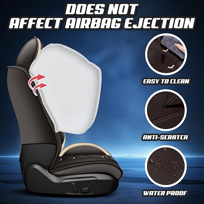 Car Seat Covers for Lexus ES 350 2007-2025, Premium Nappa Leather Car Seat Cover, Stylish Sport Seat Covers， Automobile Seat Cover Sets.(Luxury 2 Seats/Coffee Color)