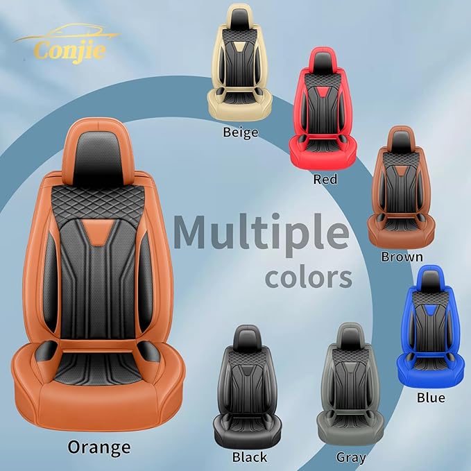 Fit Altima Car Seat Covers Compatible with Nissan Altima 2011-2025 2026 - Premium Leather， Waterproof Breathable， All-Weather Seat Cushion Protecto&Airbag Compatible (2 Front Seat Orange&Black)