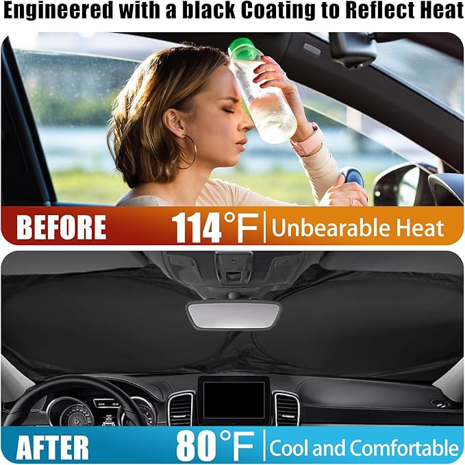 Couple Skull Car Windshield Sun Shade Foldable Sunshade Front Window Cover Sun Visor Protector Accessories (59x27.5 inches)