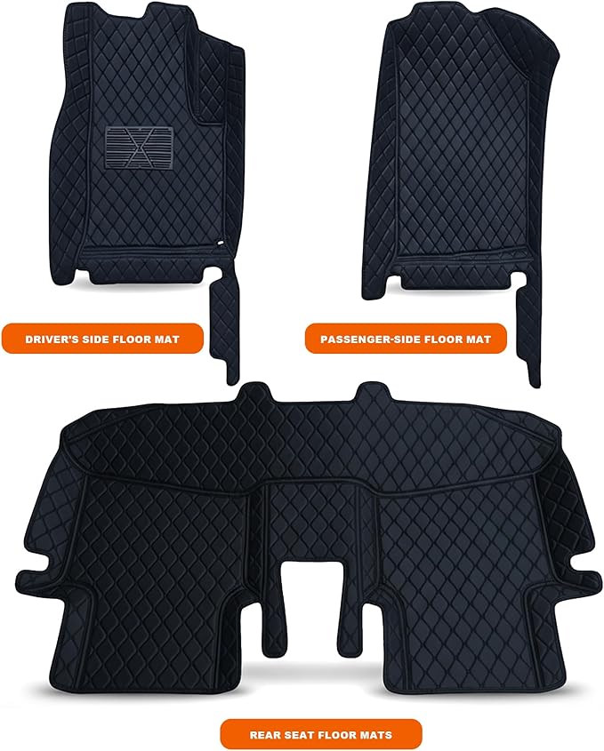 All-Weather car Floor MATS-Suitable for 99% of car Models,Leather car mat, offering Personalized Embroidery and Multiple Color Options,Provide Protection for car Rug (Black Purple)