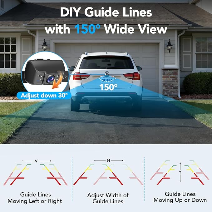 Backup Camera for Truck, 6.86" HD 1080P Rear View Monitor Kit, Wired Backup Camera System with Night Vision, 2 Channel, IP69K Waterproof, Optional Dual Bracket, Plug & Play for Car RV Trailer Tractor