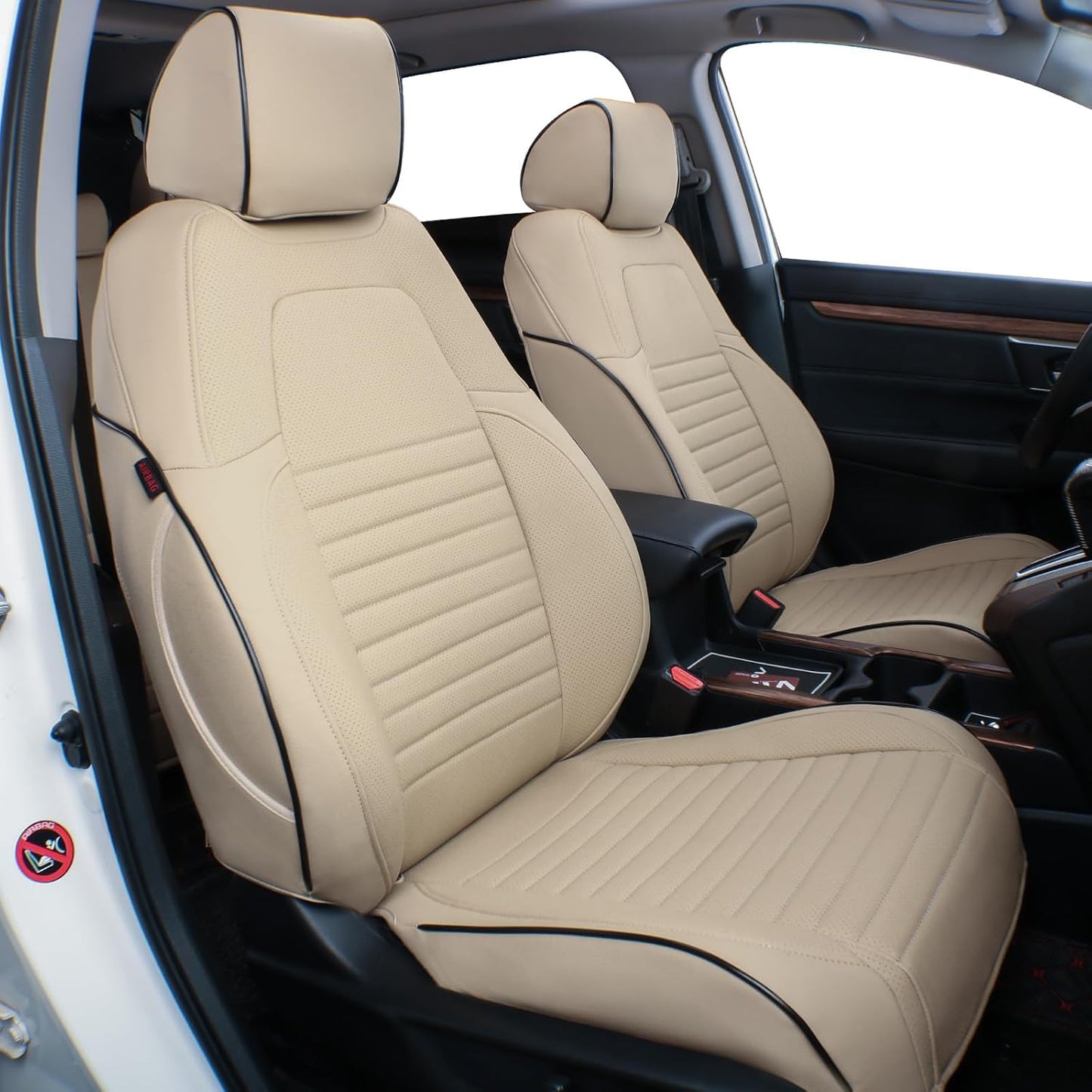 EKR Accord Seat Covers for Cars Honda Accord LX 2018 2019 2020 2021 2022(Rear Row W/Solid Backrest),Leather Seat Covers,Automotive Seat Covers,Car Seat Protector,Leather(Beige)