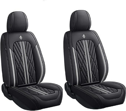 Premium Nappa Leatherette Car Seat Cover Set Custom Fit for Honda CR-V CRV 2000-2023 2024 2025 2026 Water-Proof Breathable Faux Leather Seat Cushion Protectors (Front 2 Seats,Grey Line)