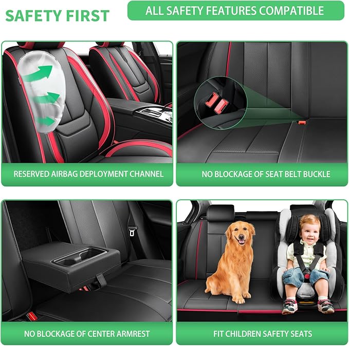 Fit Crosstrek Car Seat Covers for Subaru Crosstrek 2016-2025 2026 -Upgraded Premium Waterproof & Breathable Leather,Airbag Compatible,All-Weather Seat Cushion Protector,2 Front/Black-Red