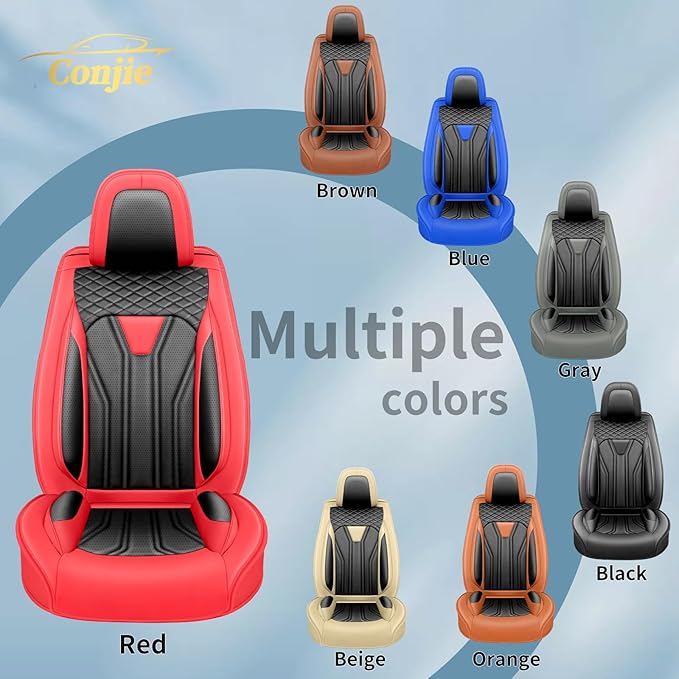 Fit Rogue Car Seat Covers Compatible with Nissan Rogue 2011-2025 2026 - Premium Leather， Waterproof Breathable， All-Weather Seat Cushion Protecto&Airbag Compatible (2 Front Seat Red&Black)