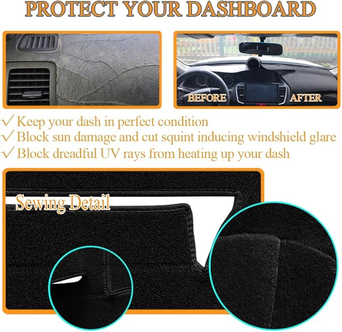 Yiz Dash Cover Mat Custom Fit for Nissan Kicks/Kicks E Power Dashboard Pad Carpet (Black) Z14