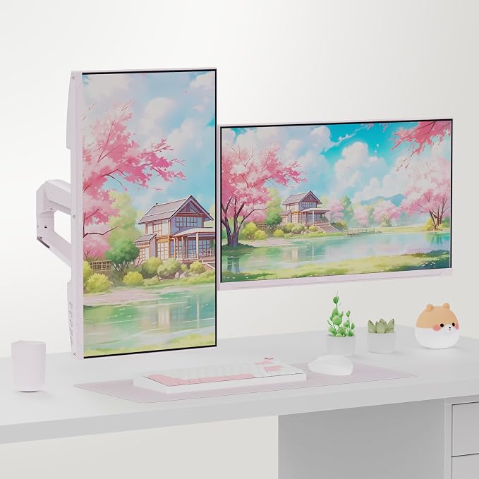 Pixio PS1D Wave Pink Dual Monitor Arm Stand Desk Mount