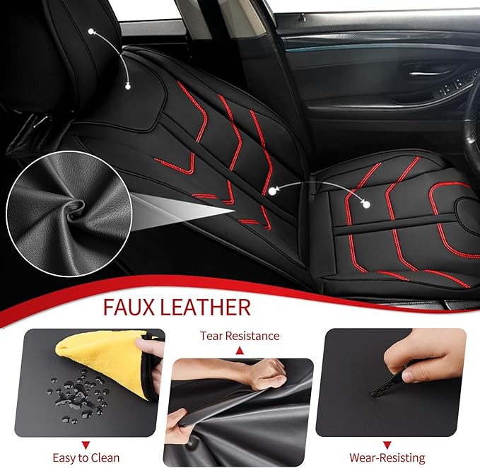 TTX LIGHTING Car Seat Covers fit for Buick Envision 2016-2025 Full Set: Premium Leather Automotive Seat Cover with Airbag Compatible Waterproof (5 Seats, Redline)
